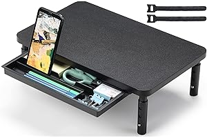 ETHU Support d'écran, 3 supports d'écran réglables en hauteur avec tiroirs de rangement, organisateur de bureau pour le bureau et la maison, support ergonomique pour ordinateur