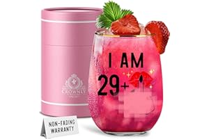 CROWNLY CRYSTAL Bicchieri da vino senza stelo per 30° compleanno, decorazioni personalizzate, idea regalo divertente per zia e mamma