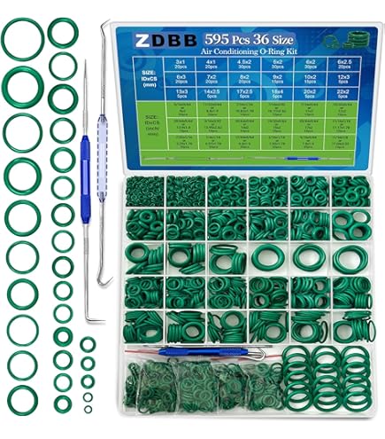 Kit 270 Pezzi O-Ring In Gomma | 18 Misure Diverse Per Aria Condizionata Auto, Camion E Uso Industriale | Guarnizioni Universali In Contenitore Verde