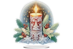 ‎CXINLKY CXINLky DIY Diamond Painting Tisch Deko, 5D Diamant Painting Weihnachten Tischdeko, Diamant Malerei Stehend Kunst Set für Anfänger Hausgeschenk Deko-10-Weihnachtskerze