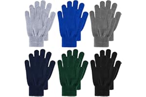 Boyiee 6 Paar Strickhandschuhe Erwachsene Vollfinger Handschuhe für Unisex Damen