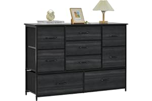 LYNCOHOME Chest of Drawers Bedroom furniture with 9 Drawers Fabric Dresser Storage Organizer, Wide Dresser TV Stand for Bedroom, Living Room, Entryway, Nursery