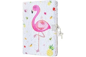 WERNNSAI Flamingo Tagebuch für Mädchen - Pailletten Notizbuch für Mädchen Geschenk Kinder Tagebuch A5 Schreiben Notizbuch Geheimnis Reisen Geburtstag für Kinder