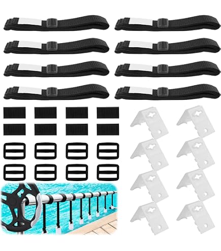 8 Sangles De Fixation Pour Enrouleur De Couverture De Piscine - Avec Clips, Longueur 164 Cm - Résistant UV