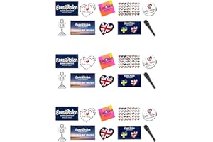 ORANGE TRADING DARTMOUTH LTD 30 Stand Up Eurovision 2024 Malmö, Sweden Themed Edible Wafer Paper Cake Toppers Decorations