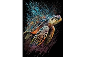 DAERLE 5D Diamond Painting Tortuga Colorida, Kit Completo de Pintura para Adultos Tortuga marina, Diamond painting principiantes piedras de punto de cruz manualidades mosaico de diamantes decor