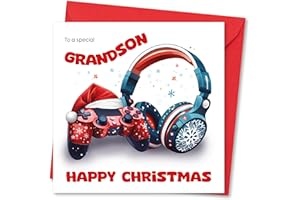 ABSOLUTELY YOURS Christmas Card for Grandson. Gamer Design. Verse Inside. 150x150mm Card Size. Ecofriendly and Made in U.K.