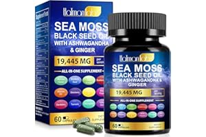 SKIN TAG REMOVAL Sea Moss Complex-19,445mg Sea Moss Capsules with Black Seed Oil& Ashwagandha, Ginger- 60 High Strength Capsules Providing 30 Day Supply- Vegan&Halal