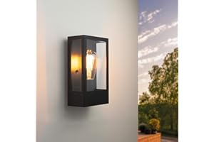 Ledvion Kinkiet z Senor Czarny, E27, IP44, stal nierdzewna, LED kinkiet zewnętrzny, lampa ścienna, lampa zewnętrzna, lampa zewnętrzna