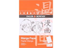DALER ROWNEY Daler-Rowney Manga Smooth Surface 70gsm A4 Marker Paper Pad, Glued 1 Side, 50 White Sheets, For Professional Artists & Students