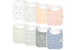 KEABABIES Lot De 8 Bavoirs Bio Pour Bébé Garçon Et Fille - En Coton Pour Tout-petits Et Nourrissons