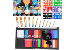 INDRNIF Kinderschminke 10 Farben Gesichtsfarbe Kinderschminke Set Kinderschminke Face Body Paint Waschbar Face Paint Bodypaint Schminke Kinder, Make Up Theaterschminke für Fasching Karneval