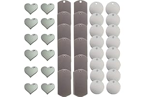 Zoom Precision Metall-Stempelrohlinge zum Gravieren oder Stempeln: Metall-Herzrohlinge, Hundemarken-Rohlinge und Kreismarken, 40 Stück