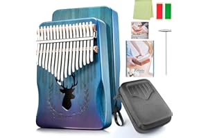 FOUNDOVE Kalimba 17 Keys Thumb Piano, Portable Mbira Sanza African Acacia Wood Finger Piano, Marimba Instrument Gifts for Music Lover Beginners (Blue)