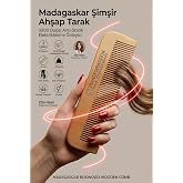 Transformacion%100 Doğal Madagaskar Şimşir Ahşap Tarak - 16 cm Anti-Statik Elektriklenme &Ouml;nleyici El Yapımı Sa&ccedil; Derisi Masaj 