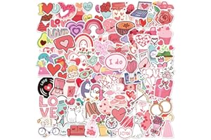 SANMATIC Lot de 100 thème de l'amour saint valentin autocollants en vinyle mignons pour bouteille d'eau,téléphone, bagages, autocollants de planche à roulettes pour adultes adolescents filles enfants