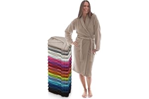 LEBENGOOD Peignoir pour femme et homme, 100% coton éponge américain, 400 g, avec ceinture, poches, peignoir doux, serviette de douche