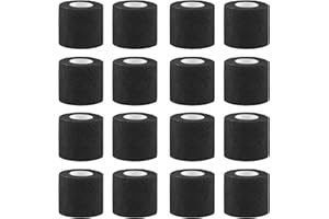 Hamosavin 16 Pack Self Adhesive Cohesive Bandage 5cm x 4.5m, Elastic Sports Athletic Tape, First Aid Medical and Vet Wrap for Human and Animals, Ideal for Knee Ankle Wrist Sprains (Black)