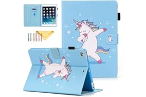 Case for Apple iPad 2018/2017 / Air/Air 2 (9.7 Inch), Uliking Cute Pattern PU Leather Skinshell Stand Function Holster Flip Protective Cover for iPad 6th/5th/Air/Air 2, Dance Unicorn
