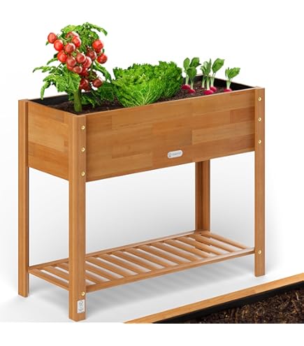 Outsunny Verhoogd Bloembed, Verhoogde Houten Plantenbak Met Onderste Plank Robuuste Constructie Afvoergaten 91l X~1s7oshtja0o01