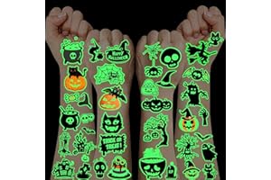 RIZTGAE 120+ Pièces Decoration Halloween Tatouage Ephemere, Halloween Decoration Tatouage Enfants Citrouille de Décoration Stickers Enfant Sorcière Gommettes Jouet Enfant 3 4 5 6-12 Ans Garcon Fille Cadeau