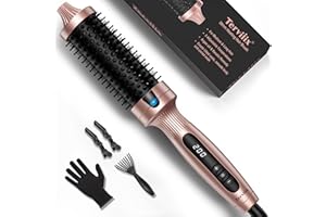 Terviiix Thermal Brush, 38MM Spazzola calda in tormalina ceramica, spazzola termica per capelli Display digitale Ferro arricciacapelli a 5 temperature, Spazzola arricciacapelli a doppia tensione