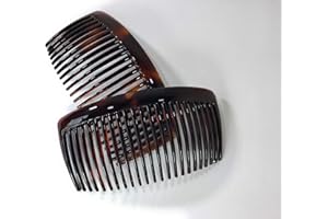 NIAVIDA 2 peinetas de aprox. 10 x 5 cm, color marrón havanna de dientes rectos, fabricado en Francia (519H)