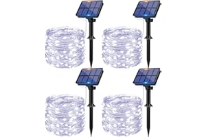 litogo [4 Paquete Luces LED Solares para Exteriores, 12m 120 LED Guirnaldas Luces Exterior Solar, 8 Modos Luces Solares LED Exterior Jardin Impermeables Luces Exterior para Jardín Blanco Frio