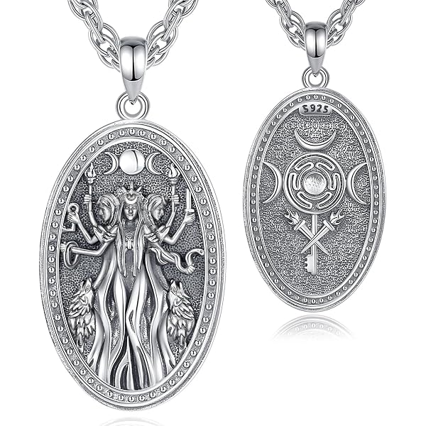 Collier Artémis Unisexe - Pendentif Lune, Déesse De La Chasse, Amulette Mythique, Chaîne Corde, Acier Inoxydable 316L - 10