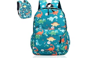 ICHOWHO Kids Backpack, Toddler Backpack, Backpack Kindergarten Boy, Dinosaur Backpack School Backpack, Kids Hiking Backpack, Kindergarten Canvas Holiday Travel School Bag Outdoor Backpack for 3-6 Years Old