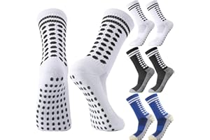 Zuimei 3 Pairs Kids Grip Socks Football Socks Boys Girls, Breathable Grip Socks Anti-slip Athletic Sock for Kids Cushioned Sports Sock for Basketball Rugby Tennis Aged 6-12