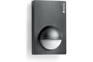 Steinel IS 180-2 noir - Détecteur de mouvement infrarouge avec 180° angle de détection, Portée jusqu'à 10 m, Capteur de mouvement pour l'intérieur et l'extérieur, 603113