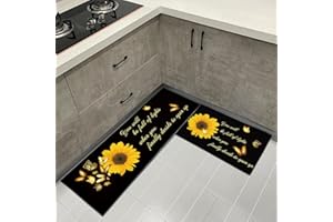 HZVRTN Kitchen rug washable non-slip kitchen mat,Comfort Waterproof standing mat for home, kitchen and laundry room 2-piece (Style M, 43x75+43x150cm)