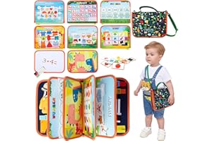 TUNJILOOL Busy Board Giochi Montessori, Giocattoli Educativi Giochi Sensoriali per Bambini 3 4 5 6 Anni Abilità Base di Vita Toy con Puzzle,Orologio