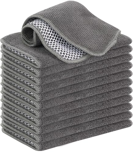 Set 12 Strofinacci In Microfibra 30x30cm - Asciugamani Assorbenti Per Cucina Riutilizzabili - Foto 2