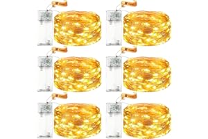‎VIKY VIKY® 6 Stk LED Lichterkette Batterie mit Timer, 2M 20 LED Micro Kupferdraht Lichterkette Innen Batteriebetrieben, Warmweiß lichterkette mit Timer für Hochzeit, Silvester, Weihnachten Innen Dekoration