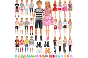 Miunana 39 Accesorios Seleccionadas para 11.5 Pulgada 30CM Muñeca Y para Ken 12 Pulgada Muñecas: 10 Trajes + 4 Zapatos para Chico + 5 Trajes + 5 Pantalones + 5 Vestidos + 10 Zapatos para Chica