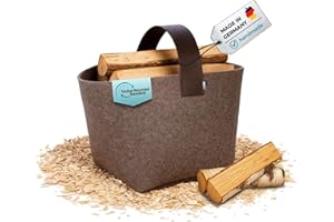 kontor28® - Kaminholzkorb aus Premium Filz 100% MADE IN GERMANY | Brennholzkorb Füllvolumen 40 L mit herausnehmbarem Boden | Feuerholzkorb mit Echtleder-Henkel, robust & standfest - Farbe Naturmeliert