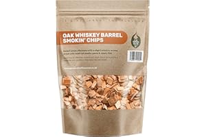 GREEN OLIVE FIREWOOD COMPANY Green Olive Firewood - Wood Chips for smoking, 3L - bbq wood chips Ideal for use In BBQ's or Smokers - Flavoured smoking wood chips, for smoking meat, fish and even vegetables - Whiskey Oak
