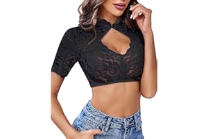 Zeagoo Damen Dirndlbluse Spitze Weiß Dirndl Bluse Halbarm Oktoberfest Trachtenbluse Traditionelle Kleidung Trachten Bluse mit Knopf XS-3XL