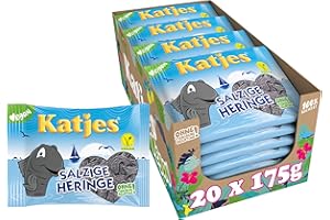‎KATJES Katjes Salzige Heringe Vorratspack – mit Salmiaksalz verfeinert, der Klassiker jetzt in vegan, 20 x 175 g