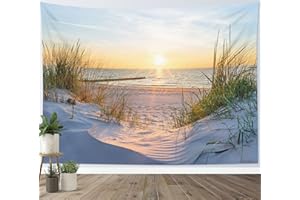 LB Tapisserie Murale Nature Tenture Murale Coucher de soleil sur la mer Couverture Murales Paysage d'été Tapisseries Decoration Murales pour Maison Salon Chambre Dortoir,150x130cm