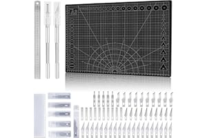 Miuzei Cutting Mat Set A3 with Steel Ruler - Self-Healing Craft Mat for Sewing, Fabric & Drawing Projects Black
