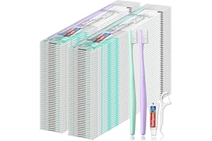 LOMGWUMY Set di spazzolini da denti usa e getta, dentifricio, spazzolino da denti e dentifricio, con plettri per filo interdentale, confezionato singolarmente, 2 colori, adatto per hotel, casa, viaggi
