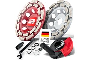 CHILLI CUT Absaughaube + 2x Diamantschleiftopf-Set für Winkelschleifer | Profi Schleifer-Zubehör Set, Diamant-Schleiftopf ideal für Beton & Naturstein schleifen & Fliesenkleber entfernen mit Absaugung