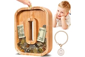 SummiDate Wooden Letter Money Box for Kids, Personalised Piggy Bank for Boys Girls Toddler, Alphabet O Money Banks| Coin Bank Birthday Gift for Kids|Children's Gift(Initial-O)