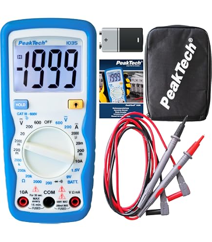 PeakTech 1070 - Multimetro digitale CAT III con display LCD, TÜV