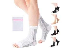 360 RELIEF Ankle Compression Socks - Copper Infused Open Toe | Supports Plantar Fasciitis, Arch Pain, Foot Swelling, Achilles Tendonitis, Heel Spurs | S/M with Mesh Laundry Bag |