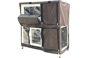 BUNNY BUSINESS 41" 2-Tier Double Decker Rabbit/Guinea Pig Hutch Hutches with Sliding Trays & Ramp HUTCH AND COVER PACKAGE (GREY + COVER)