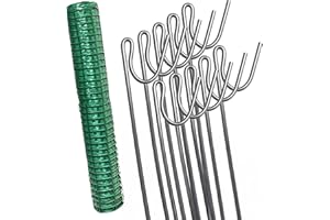 Garden Universe Barrier Fencing 1m x 25m Galvanised Steel Fence Pins x 10, Temporary Garden Fence with Steel Fence Pins, Dog Enclosure, Chicken Run, Outdoor Plastic Netting posts - WBF02 + WFP04